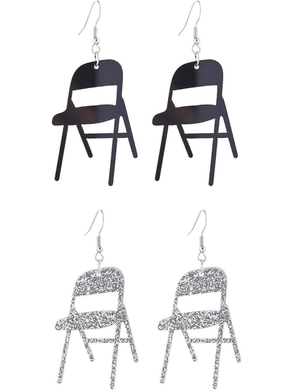 2 to 6 Pairs Funny Fight Folding Chair Dangle Earrings for Women Colorful Shinin